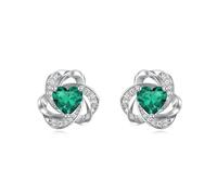 Flpruy Love Knot Ohrringe S925 Sterling Silber Love Knot Birthstone Stud zierlich hoch poliert Ohrringe mit 12 Monaten Herz Birthstone Schmuck Geschenke für Mama Damen Mädchen Geburtstag 1