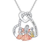 Flpruy Mom Halskette Sterling Silber Mutter und 1 Töchter 1 Sohn Halskette Tochter Geschenk von Mom Mutter Herz Anhänger Halskette Mom Halskette für Frauen von Tochter