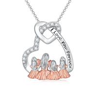 Flpruy Mom Halskette Sterling Silber Mutter und 3 Töchter Halskette Tochter Geschenk von Mom Mutter und 3 Herz-Anhänger Halskette Moos Achat für Frauen von Tochter