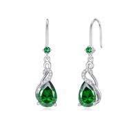 Flpruy Ohrringe Silber 925 Damen Geburtsstein Hängend Modische Grün Ohrringe mit Anhänger Lange Grün Hänge Hook Damen Braut Hochzeit Schmuck Water Drop Birthstone Earrings (Mai)