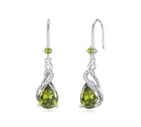 Flpruy Ohrringe Silber 925 Damen Geburtsstein Hängend Modische Grün Ohrringe Mit Anhänger Lange Hänge Grün Hook Damen Braut Hochzeit Schmuck Water Drop Birthstone Earrings(Aug)
