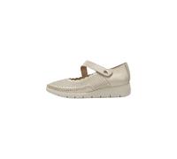 Fluchos Damenschuhe, Beige, perforiertes Leder, verstellbarer Riemen, Himmel, 38 EU