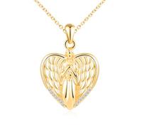 Flügel der Engel Foto Kette Silber 925 mit Bild: Halskette Damen Mädchen Herz Medaillon zum Öffnen für Bilder-Jungfrau Maria Anhänger Kette Amulett Schmuck-Geschenk für Frauen Mama Freundin Gold