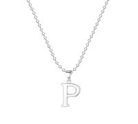 FLUFLO Damen Initialienkette mit Buchstabe P, 925 Sterlingsilber Anhängerhalskette, kompatibel mit Pandora Halsketten-Charms und Perlen, ideal für Frauen und Mädchen