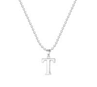 FLUFLO Damen Initialienkette mit Buchstabe T, 925 Sterlingsilber Anhängerhalskette, kompatibel mit Pandora Halsketten-Charms und Perlen, ideal für Frauen und Mädchen