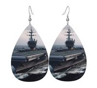 Flugzeugträger-Ohrringe für Damen, tropfenförmig, Leder, doppelseitig, baumelnd, leicht, Damen-Ohrschmuck, Schmuck, modisch, Geburtstagsgeschenk