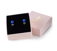 Fluoreszierende Ohrstecker rund (5 mm Ø) - 316L/Acryl - Blau