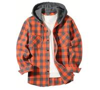 FlutVolt Flanellhemd Herren Hemd mit Kapuze Freizeit Herrenhemden Langarm Baumwolle Holzfällerhemd Karierte Hemden Flanell Freizeithemd Leichte Trachtenhemd Hemd Mit Kapuze Herren