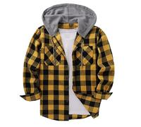 FlutVolt Flanellhemd Herren Hemd mit Kapuze Freizeit Herrenhemden Langarm Baumwolle Holzfällerhemd Karierte Hemden Flanell Freizeithemd Leichte Trachtenhemd Hemd Mit Kapuze Herren