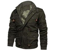 FlutVolt Herren Winter Dick Fleece Gefüttert Militär Cargo Jacke Feldjacke Bomberjacke Übergangsjacke Baumwoll Hoodies mit Multi Taschen Outdoor Jacken Für Herren