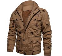 FlutVolt Herren Winter Dick Fleece Gefüttert Militär Cargo Jacke Feldjacke Bomberjacke Übergangsjacke Baumwoll Hoodies mit Multi Taschen Outdoor Jacken Für Herren