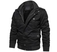 FlutVolt Herren Winter Dick Fleece Gefüttert Militär Cargo Jacke Feldjacke Bomberjacke Übergangsjacke Baumwoll Hoodies mit Multi Taschen Outdoor Jacken Für Herren