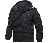FlutVolt Herren Winter Dick Fleece Gefüttert Militär Cargo Jacke Feldjacke Bomberjacke Übergangsjacke Baumwoll Hoodies mit Multi Taschen Outdoor Jacken Für Herren