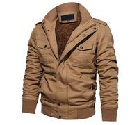 FlutVolt Herren Winter Dick Fleece Gefüttert Militär Cargo Jacke Feldjacke Bomberjacke Übergangsjacke Baumwoll Hoodies mit Multi Taschen Outdoor Jacken Für Herren