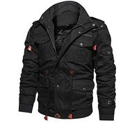 FlutVolt Herren Winter Dick Fleece Gefüttert Militär Cargo Jacke Feldjacke Bomberjacke Übergangsjacke Baumwoll Hoodies mit Multi Taschen Outdoor Jacken Für Herren