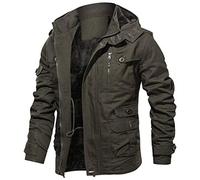 FlutVolt Herren Winter Dick Fleece Gefüttert Militär Cargo Jacke Feldjacke Bomberjacke Übergangsjacke Baumwoll Hoodies mit Multi Taschen Outdoor Jacken Für Herren