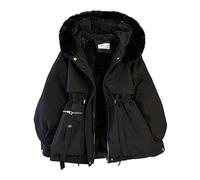 FlutVolt Winterjacke Damen mit Kunstpelz Kapuzen Wintermantel Warm Gefüttert Jacke Mantel Frauen Winter Jacken Mit Reissverschluss Knöpfen Übergangsjacke Winterjacke Damen