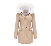 FlutVolt Winterjacke Damen mit Kunstpelz Kapuzen Wintermantel Warm Gefüttert Jacke Mantel Frauen Winter Jacken Mit Reissverschluss Knöpfen Übergangsjacke Winterjacke Damen