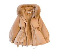 FlutVolt Winterjacke Damen mit Kunstpelz Kapuzen Wintermantel Warm Gefüttert Jacke Mantel Frauen Winter Jacken Mit Reissverschluss Knöpfen Übergangsjacke Winterjacke Damen