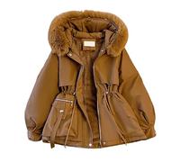 FlutVolt Winterjacke Damen mit Kunstpelz Kapuzen Wintermantel Warm Gefüttert Jacke Mantel Frauen Winter Jacken Mit Reissverschluss Knöpfen Übergangsjacke Winterjacke Damen