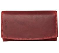 FLW Klassisch geräumiges Vollleder-Portemonnaie Pedro aus robustem dunkelrotem Leder