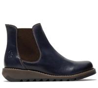 Fly London SALV Chelsea-Stiefel aus Leder für Damen, Blau, Keilabsatz EU 42 / UK 8