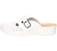 Fly Flot Altidona, Damen-Hausschuhe, atmungsaktiven Löchern und Verstellbarer Schnalle, Fußbett aus Leder Schiebe-Sandalen, Weiß, 36 EU