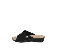Fly Flot Atella, Damen-Hausschuhe aus elastischem Netzstoff, offen, gepolstertes Fußbett aus Leder, Sandalen für Damen, Schwarz, 40 EU