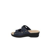 Fly Flot Barbariga, Damen-Hausschuhe aus Mikrofaser, atmungsaktiv, mit Verstellbarer Doppelschnalle, Fußbett aus Leder Schiebe-Sandalen, blau, 35 EU
