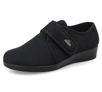 Fly Flot Bellona Damen-Hausschuhe aus elastischer Mikrofaser, mit verstellbarem Klettverschluss, stoßdämpfende Einlegesohle Sandale, Schwarz, 41 EU