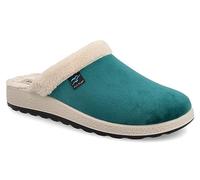 Fly Flot | Bio Style Woman, Damen-Hausschuhe mit Rand aus Kunstleder, Hausschuhe mit Obermaterial aus Samt, Einlegesohle aus Mikrofaser, stoßdämpfend, Smaragd, 37 EU