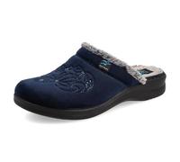 Fly Flot Damen Hausschuh Ciabatta Donna weiche Mikrofaser Plüsch-Fußbett PU-Sohle 3 cm Blau 38