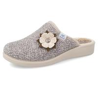 Fly Flot Damen Ciabatta Donna Invernale In Tessuto Con Applicazione Floreale Schiebe-Sandalen, hellgrau, 41 EU