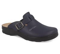 Fly Flot Damen Clog aus Leder mit Schnalle und Keilabsatz auftrittsdämpfend, Größe:38 EU, Farbe:Blau