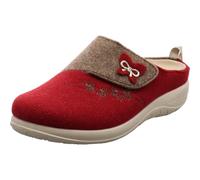 Fly Flot Damen Hausschuh aus Filz in Rot Beige mit Klettverschluss. rot/weiß Gr. 36