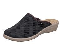 Fly Flot Damen Hausschuh aus Textil Mesh in Grau mit Keilabsatz und Echtledersohle. grau Gr. 38