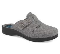 Fly Flot Damen Hausschuh Filz Pantoffel leicht mit Riemen und Schnalle 320302, Größe:40 EU, Farbe:Grau