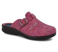 Fly Flot Damen Hausschuh Filz Pantoffel leicht mit Riemen und Schnalle 320302, Größe:40 EU, Farbe:Violett
