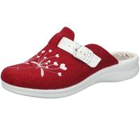 Fly Flot Damen-Hausschuhe aus recyceltem Haustier mit verstellbarer Schnalle, Fußbett aus Tuch, Sohle aus Polyurethan, 3 cm, rot, 40 EU