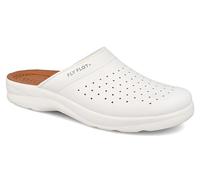 Fly Flot Damen-Hausschuhe für den Winter, hergestellt in Italien, Anti-Shock, Fußbett aus echtem Leder, Logo mit Strass, Weiß, 44 EU
