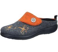 Fly Flot Damen Pantoffel PET Filz Hausschuh mit Libellen Stickerei und Knopf, Größe:38 EU, Farbe:Orange