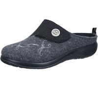 Fly Flot Damen Pantoffel PET Filz Hausschuh mit Libellen Stickerei und Knopf, Größe:38 EU, Farbe:Schwarz