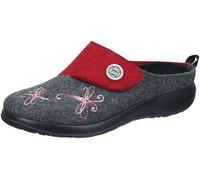 Fly Flot Damen Pantoffel PET Filz Hausschuh mit Libellen Stickerei und Knopf, Größe:40 EU, Farbe:Rot