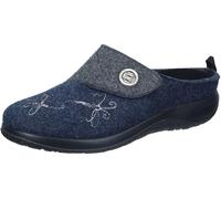 Fly Flot Damen Pantoffel PET Filz Hausschuh mit Libellen Stickerei und Knopf, Größe:42 EU, Farbe:Blau