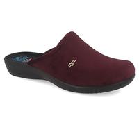 Fly Flot Damen Pantoffel Textil Hausschuh samtig weiche Haptik und Keilabsatz, Größe:37 EU, Farbe:Violett