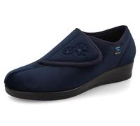Fly Flot Damen Pantofole Donna In Microfibra Con Chiusura A Strappo Regolabile E Fiore Ricamato, Sottopiede In Memory Estraibile Schiebe-Sandalen, blau, 40 EU