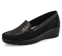 Fly Flot Damen Scarpa Pelle Fori, Mocassino Donna Con Sottopiede Estraibile In Memory Penny Loafer, Schwarz, 39 EU