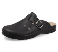 Fly Flot Damen-Slipper mit glattem Leder, verstellbarem Riemen, stoßdämpfende Einlegesohle, 38 EU, Schwarz, 38 EU