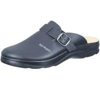 Fly Flot Damen-Slipper mit glattem Leder, verstellbarem Riemen, stoßdämpfende Einlegesohle, Schwarz, 37 EU