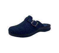 Fly Flot Damen Hausschuh Filz Pantoffel leicht mit Riemen und Schnalle 320302, Größe:37 EU, Farbe:Blau